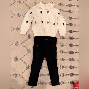 Janie and Jack Black Pants with Gold Button